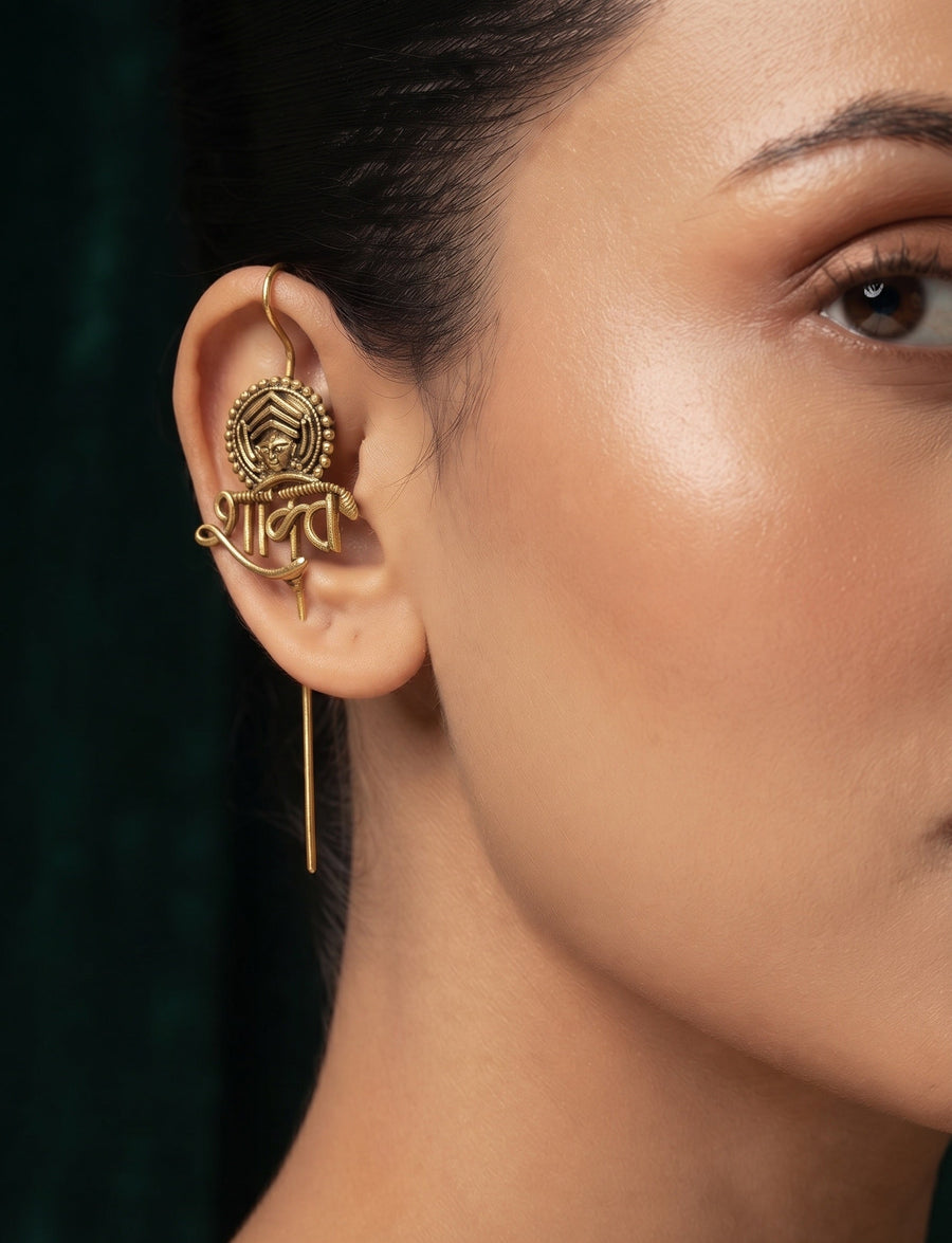 Gold Plated Oxidized Contemporery Ear Cuff