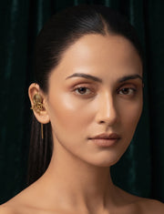 Gold Plated Oxidized Contemporery Ear Cuff