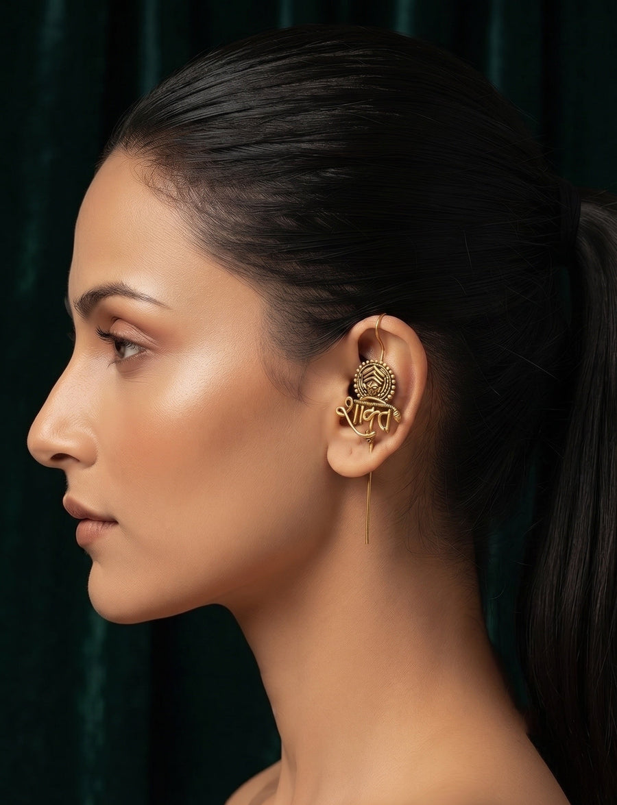 Gold Plated Oxidized Contemporery Ear Cuff