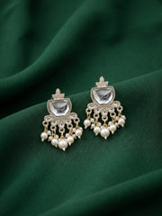 Kundan Studded And Pearls Beaded Drop Earrings