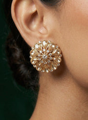 Gold Plated Fancy Kundan Beaded Studs