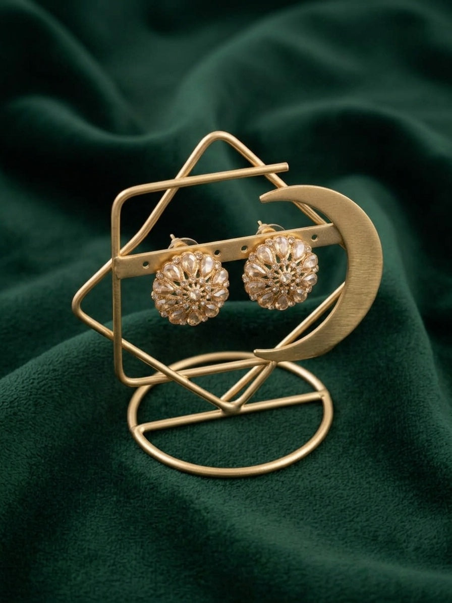 Gold Plated Fancy Kundan Beaded Studs