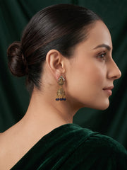 Gold Plated Oxidized With Beaded Traditional Jhumka
