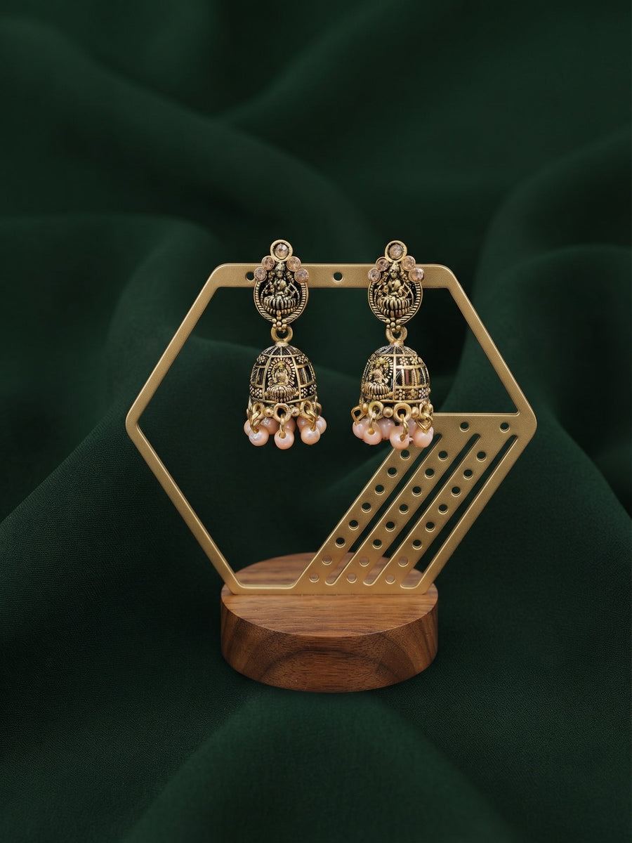 Gold Plated With Pearls Beaded Traditional Jhumka