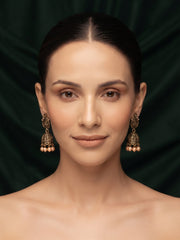 Gold Plated With Pearls Beaded Traditional Jhumka