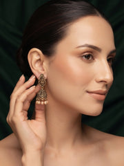 Gold Plated With Pearls Beaded Traditional Jhumka