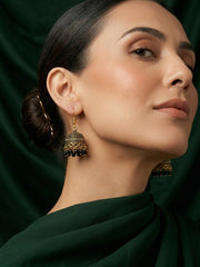 Gold Plated Oxidized With Beaded Jhumka