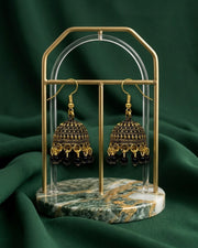 Gold Plated Oxidized With Beaded Jhumka