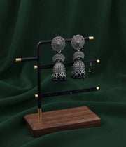 Silver Plated Oxidized With Beaded Traditional Jhumka