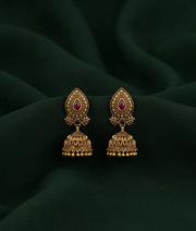 Gold Plated Oxidized With Beaded Traditional Jhumka