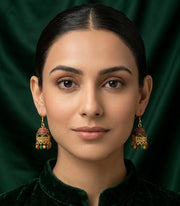 Gold Plated Multicolor Beaded Jhumki