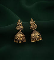 Gold Plated Oxidized With Beaded Jhumka