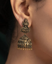 Gold Plated Oxidized With Beaded Jhumka