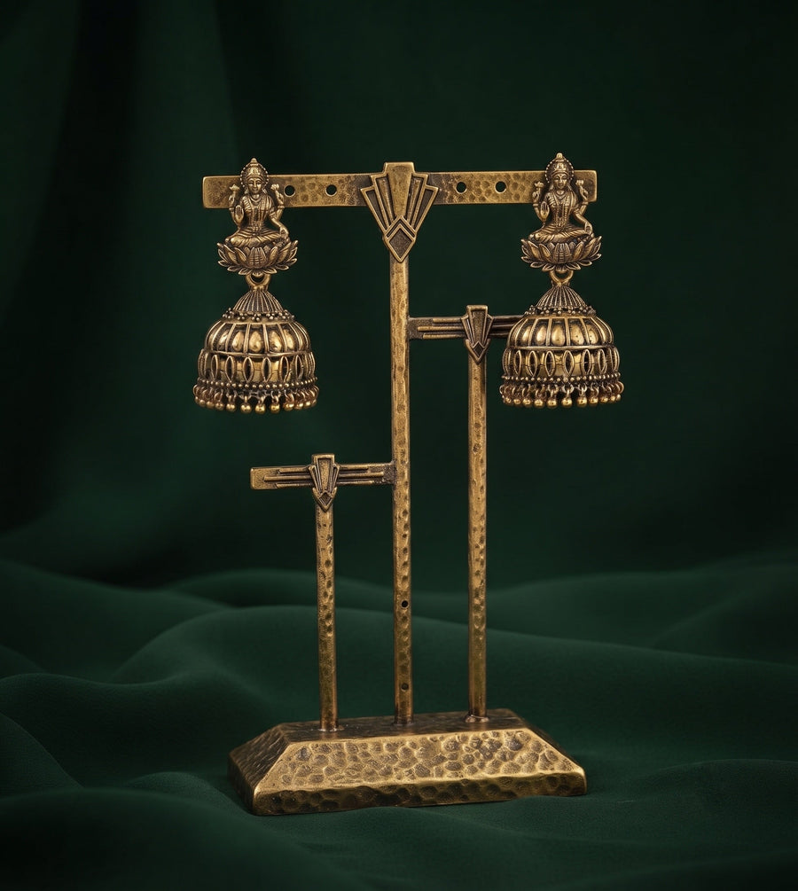 Gold Plated Oxidized With Beaded Jhumka