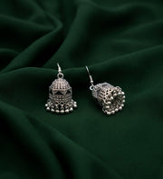 Silver Plated Oxidized With Beaded Jhumka