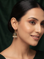 Gold Plated Oxidized With Beaded Jhumka