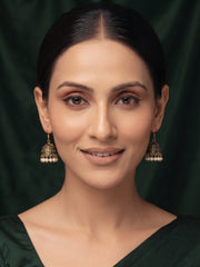 Gold Plated Oxidized With Beaded Jhumka
