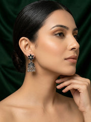 Silver Plated Oxidized Fancy Drop Earrings