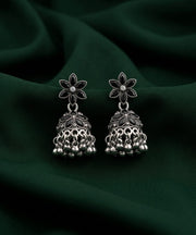 Silver Plated Oxidized Fancy Drop Earrings