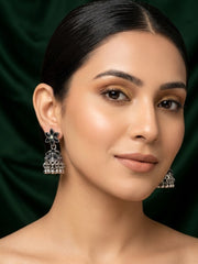 Silver Plated Oxidized Fancy Drop Earrings