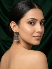 Silver Plated Oxidized Fancy Drop Earrings