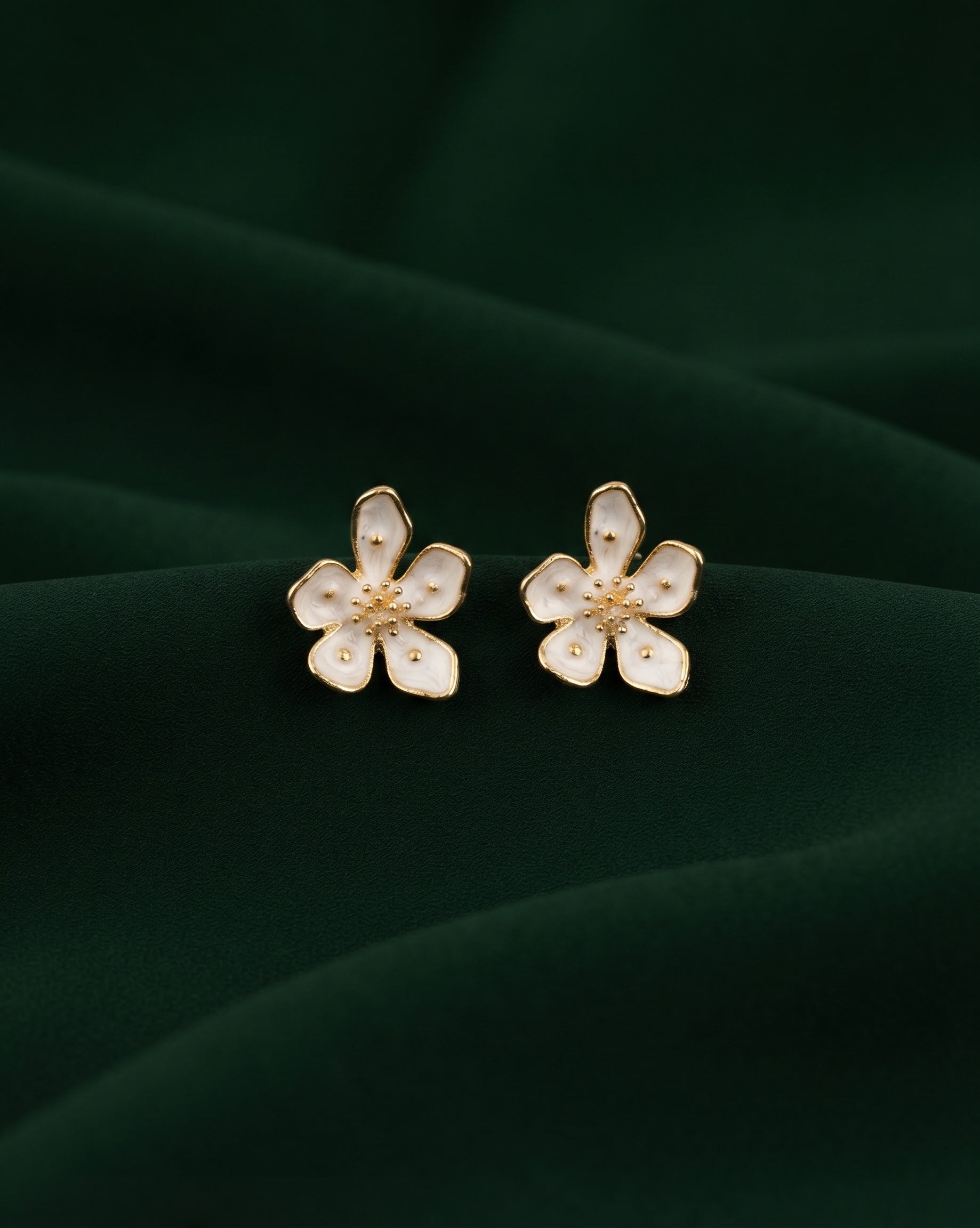 Gold Plated Stylish Fancy Flower Studs