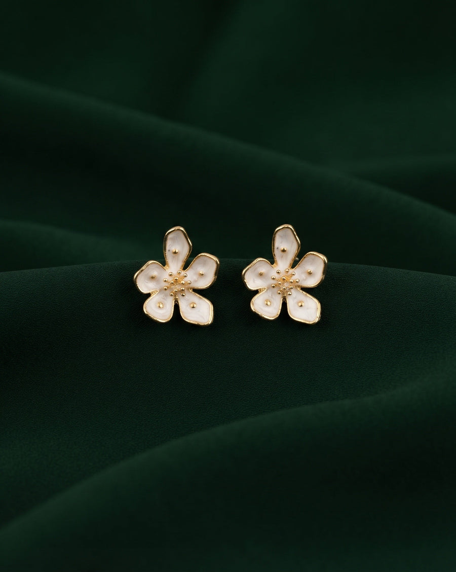 Gold Plated Stylish Fancy Flower Studs