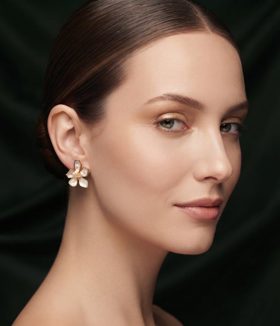Gold Plated Stylish Fancy Flower Studs