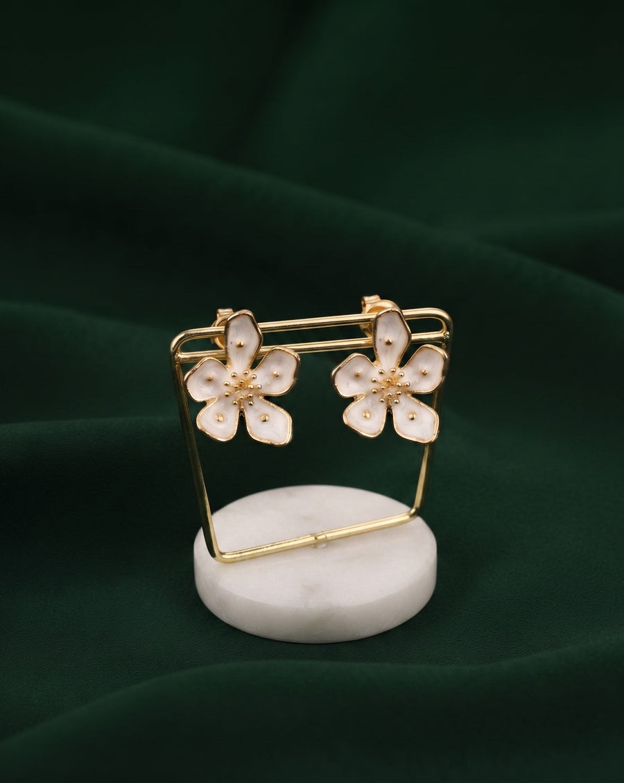Gold Plated Stylish Fancy Flower Studs
