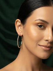 Women Gold Plated Beaded Trendy Hoops