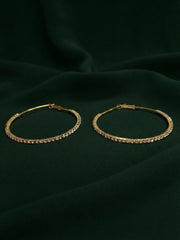Women Gold Plated Beaded Trendy Hoops