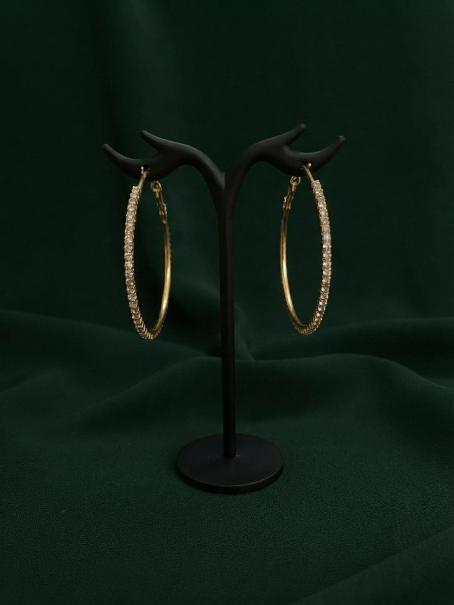 Women Gold Plated Beaded Trendy Hoops