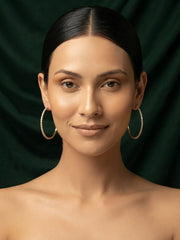 Women Gold Plated Beaded Trendy Hoops