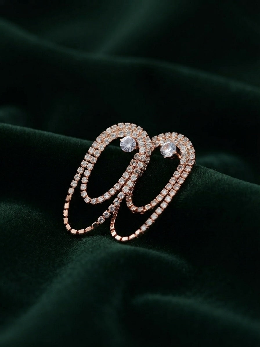 Women Rose Gold Plated Fancy Diamond Earrings