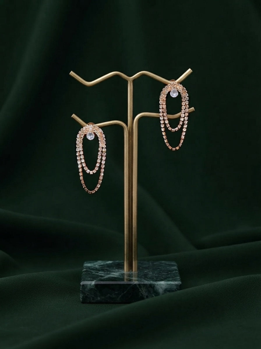 Women Rose Gold Plated Fancy Diamond Earrings