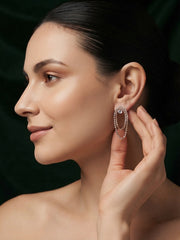 Women Rose Gold Plated Fancy Diamond Earrings