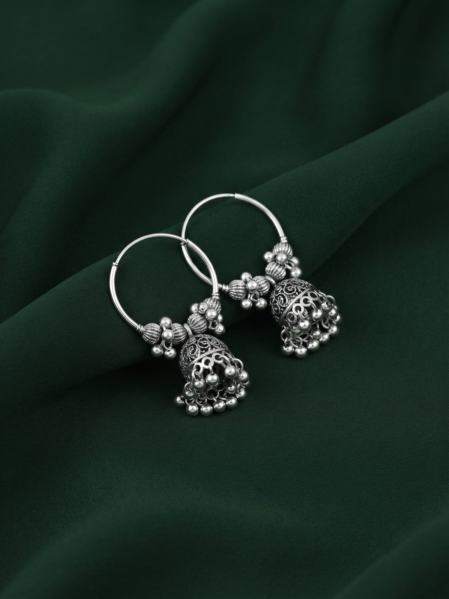 Silver Plated Oxidized Bali Jhumka