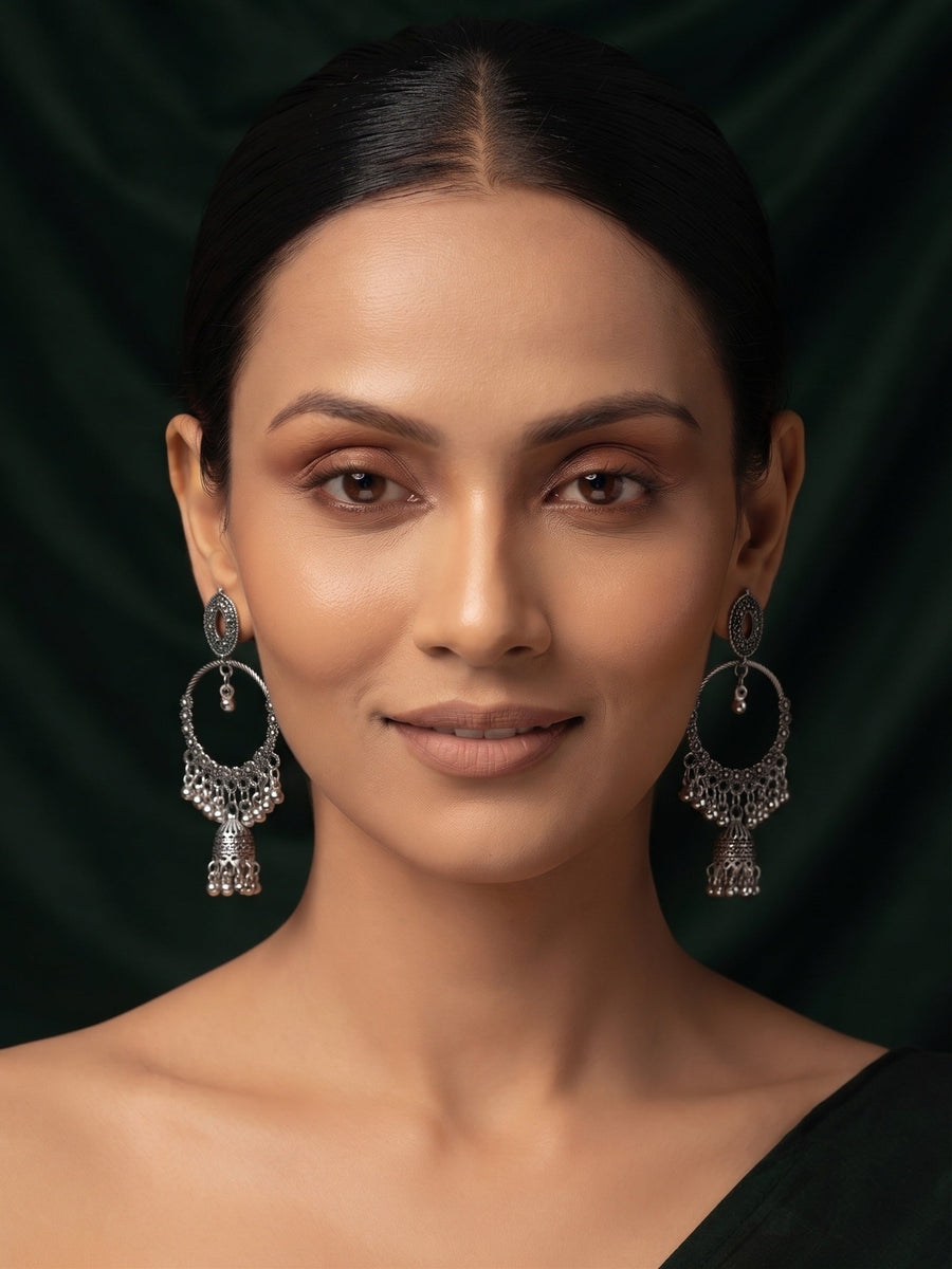 Silver Plated Oxidized Fancy Earrings
