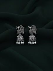 Silver Plated Oxidized Fancy Jhumka Earrings