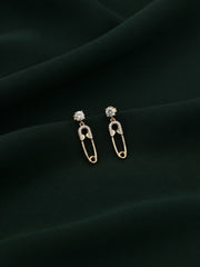 Gold Plated Stylish Safty Pin Earrings