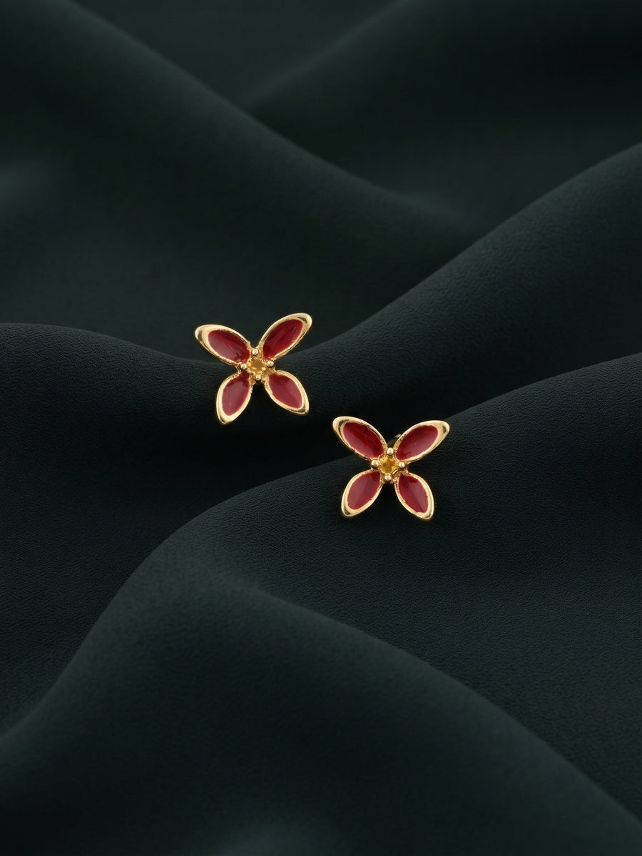 Gold Plated Fancy Flower Studs