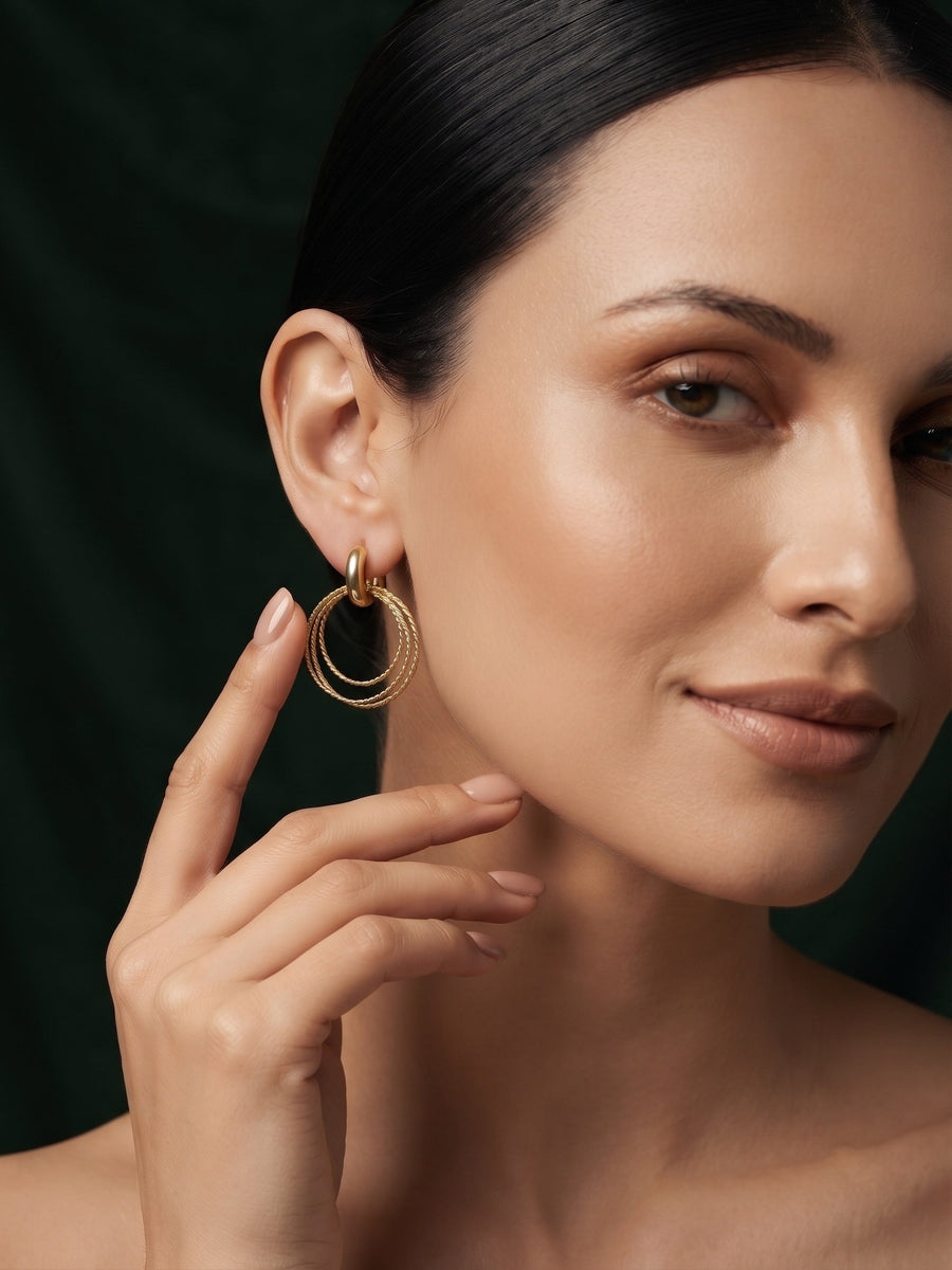 Gold Plated Stylish Fancy Drop Earrings