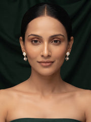 Gold Plated Stylish White Fancy Drop Earrings
