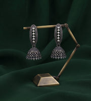 Silver Plated Oxidized Fancy Jhumka Earrings