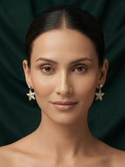 Gold Plated Stylish Star Drop Earrings