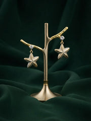 Gold Plated Stylish Star Drop Earrings