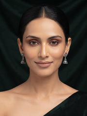 Silver Plated Oxidized Fancy Jhumka Earrings