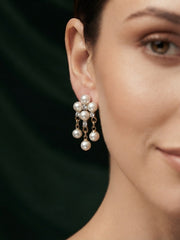 Gold Plated Stylish Fancy Drop Earrings