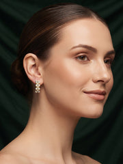 Gold Plated Stylish Pearls Beaded Hoops