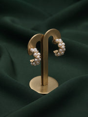 Gold Plated Stylish Pearls Beaded Hoops